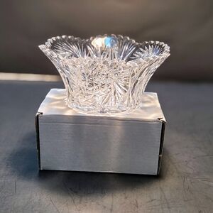 Vintage Estate Clear Depression Cut Crystal Glass Sawtooth Candy Dish Elegant